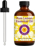 dève herbes Lemon Essential Oil (Citrus limonum) with Glass Dropper | Pure | Non-Sticky | Non-Greasy | Lightweight | Men & Women | All Skin Types | Steam Distilled 120ml (4 oz)