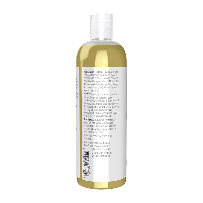 NOW Foods Solutions, Jojoba Oil, 100% Pure Moisturizing, Multi-Purpose Oil for Face, Hair and Body, 16-Ounce