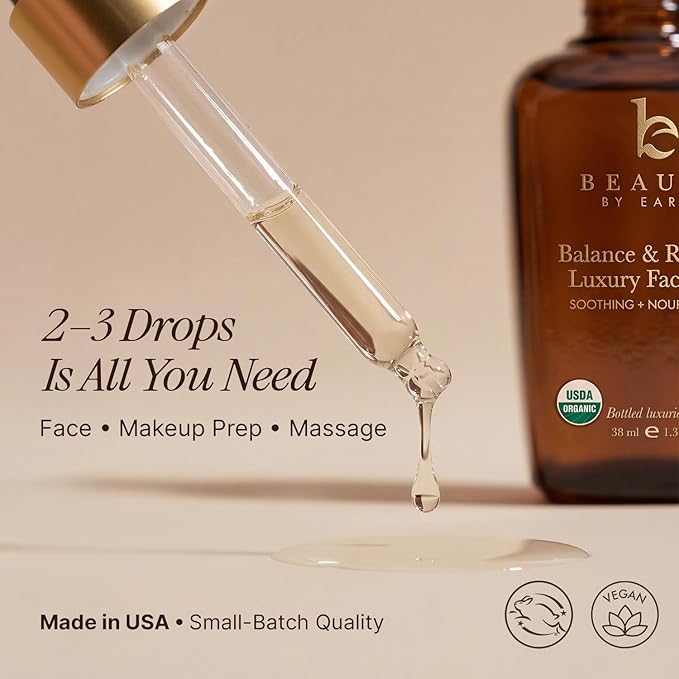 USDA Organic Face Oil - USA Made with Natural Ingredients, Anti Aging Formula for Acne-Prone & Oily Skin, Facial Oil with Vitamin E, Rosehip, Argan & Jojoba Oils for Sensitive Skin, Eczema & Rosacea