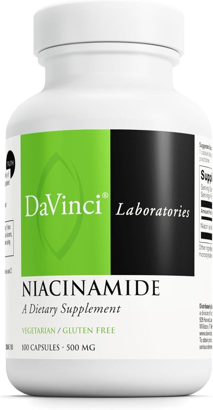 Davinci Labs Niacinamide - Dietary Supplement with Vitamin B3 to Support Fat Metabolism, Circulation and Healthy Skin* - with 500 mg Niacinamide per Serving - Gluten-Free - 100 Vegetarian Capsules