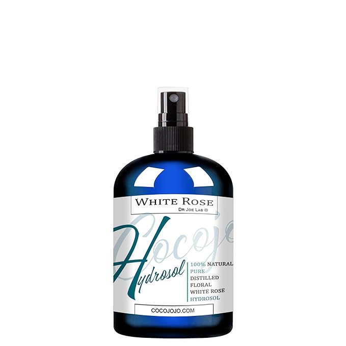 Dr Joe Lab White Rose Water Hydrosol - Pure Natural Distilled Bulgarian Rosewater Vegan Hydrating Toning Spray Mist Face Hair Skin Pores Locs Dreads - Packaging May Vary (8 oz)