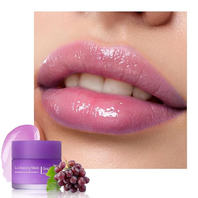 FeiCuiYun Lip Sleeping Mask, Moisturization and Antioxidants, Nourish, Hydrate, Flaky, Dry Lips (04#Grapes, 1Pcs)