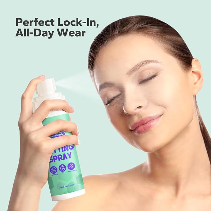 Makeup Setting Spray (4.06 Fl Oz), Dewy Finish Setting Spray for Makeup, Hydrating Makeup Setting Spray for Long Lasting Glow, Dewy Look Setting Spray for All Skin Types