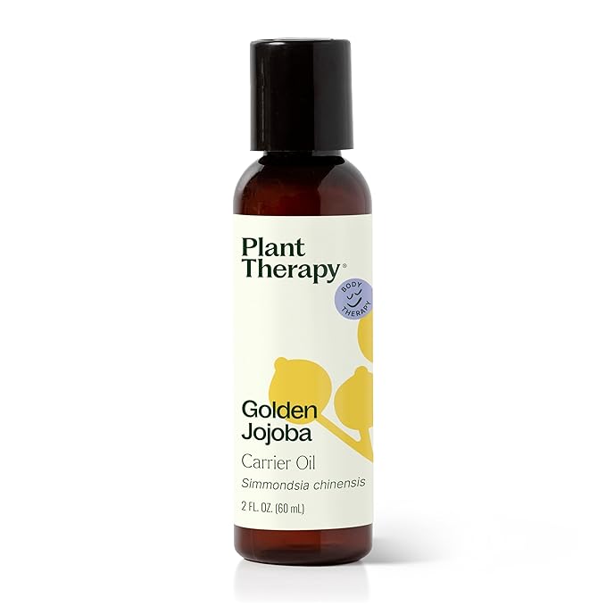 Plant Therapy Jojoba Golden Carrier Oil 2 oz 100% Pure, Cold-Pressed, Natural, GMO-Free Jojoba Oil for Skin, Hair, Nails & Essential Oils
