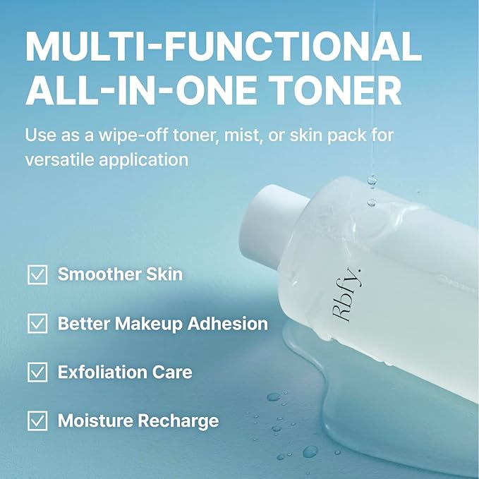 Rbfy Mineral Toner - Low-Irritant Face Toner Essence for Hydration, Soothing & Refined Skin with 50,000ppm Nutrient-Rich Mineral Water, Hyaluronic Acid | Vegan Korean Skincare (10.14 fl oz)