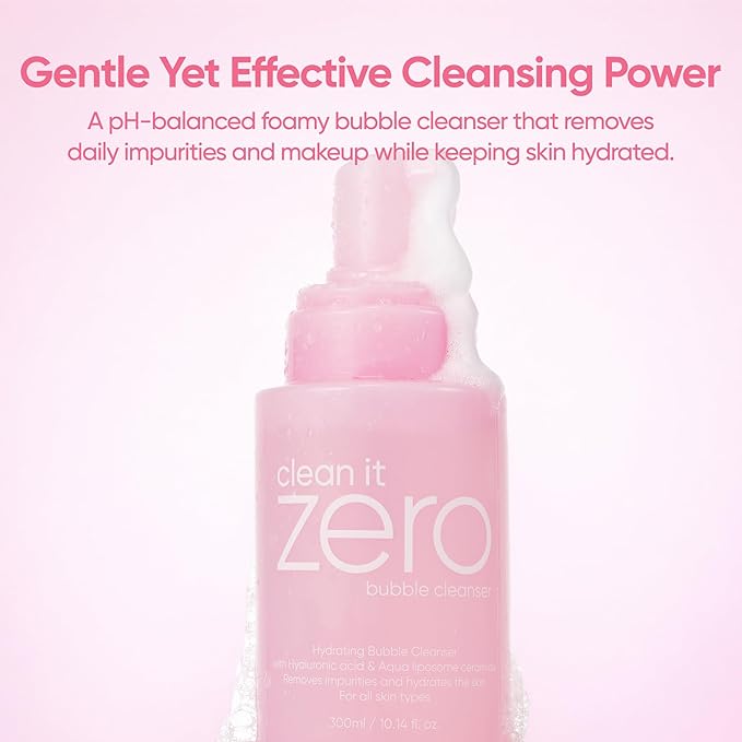 BANILA CO Clean It Zero Amino Bubble Cleanser | pH-Balanced Foaming Facial Cleanser for Sensitive Skin | Daily Moisturizing Face Wash with Hyaluronic Acid & Ceramide (300ml / 10.14 fl. oz)
