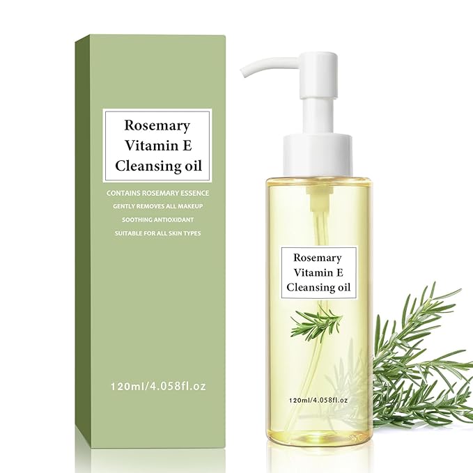 Rosemary Vitamin E Cleansing Oil For Pores, Plant-Based Makeup Remover Deep Cleanses And Nourishes Skin.120ml.