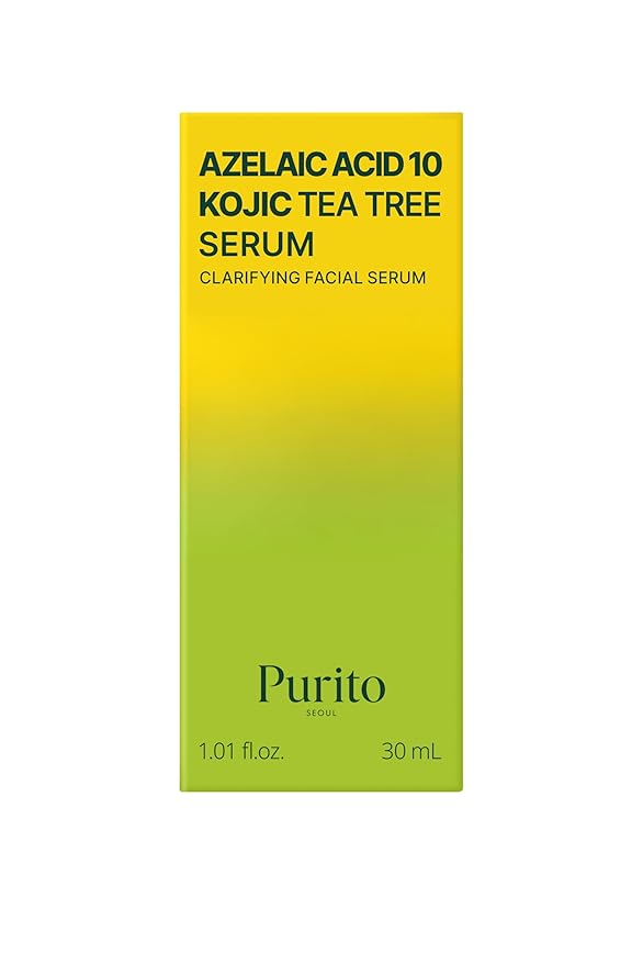 PURITO Azelaic Acid 10% + Kojic Acid + Tea Tree Facial Serum | for Acne & Marks, Breakouts | High-Level Azelaic Acid 10% | Korean skincare, 30mL 1.01 fl.oz