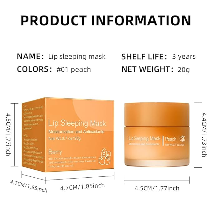 FeiCuiYun Lip Sleeping Mask, Moisturization and Antioxidants, Nourish, Hydrate, Flaky, Dry Lips (01#Yellow peach)