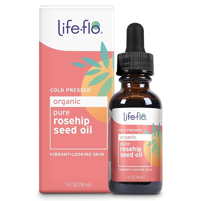 LIFE-FLO Pure Organic Rosehip Seed Oil, Hydrating Face Oil, Dry Skin Care, Cold Pressed from Organic Rose Hips, Rich in Fatty Acids and Vitamin A (Retinol), Hypoallergenic, 60-Day Guarantee, 1oz