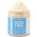 Mojo Spa Fragrance Free Face and Body Scrub | No Scent, Vegan Friendly | Moisturizing Sugar Based Exfoliator for Sensitive Skin | 10 oz