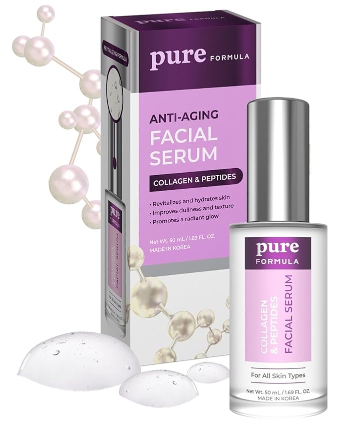 Collagen and Peptides Face Serum - Reduce Wrinkles & Fine Lines, Moisturizing, Skin Firming & Lifting Facial Serum - Cruelty Free Korean Skin Care For All Skin Types - 1.69 Fl. oz/ 50ml