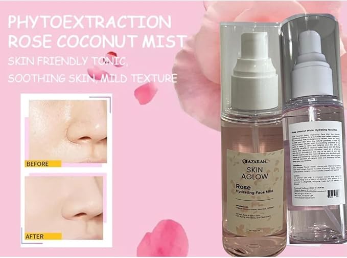 Rose Coconut Water Hydrating Face Mist - Refresh, Tone, and Hydrate Your Skin, 3 Fl. oz (Packaging May Vary)