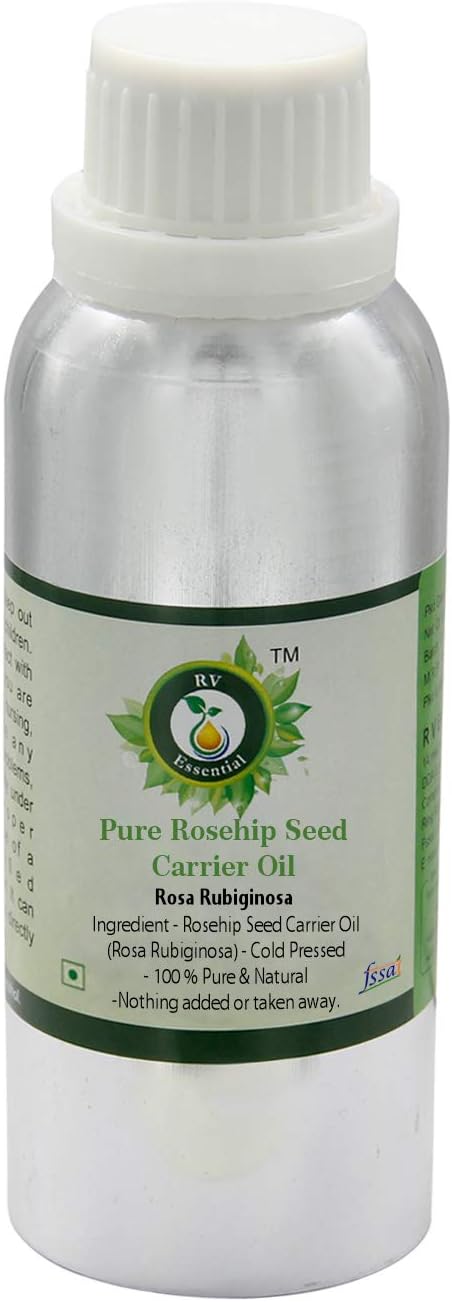 R V Essential Pure Rosehip Seed Carrier Oil 1250ml (42oz)- Rosa Rubiginosa (100% Pure and Natural Cold Pressed)