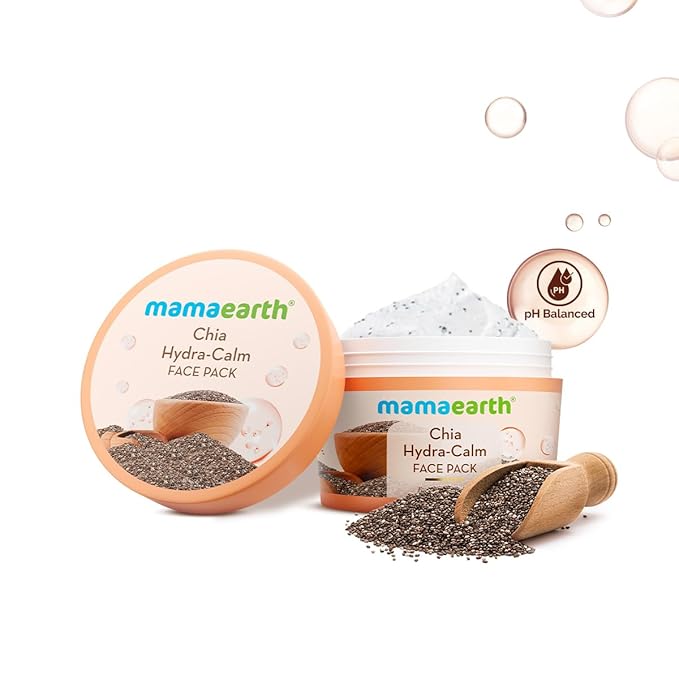 MAMAEARTH Chia Hydra-Calm Face Pack with Chia Seed & Ceramides for Intense Hydration & Skin Barrier Repair – 7.05 Oz (200g) | Soothes, Nourishes & Refreshes Dull Skin | For Men & Women