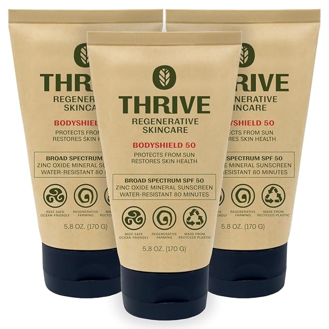 Thrive Natural Care Reef Safe Sunscreen SPF50 - Hawaii 104 Reef Act Compliant - Mineral Sunscreen Non-Nano Zinc Oxide - Vegan, (5.8 Oz (Pack of 3))
