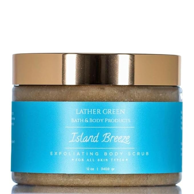 Exfoliating Sugar Body Scrub, Nourishing and Brightening Skincare Formula for Smooth, Radiant Skin, Hydrates & Revitalizes All Skin Type, 12 oz (12 OZ, Island Breeze)