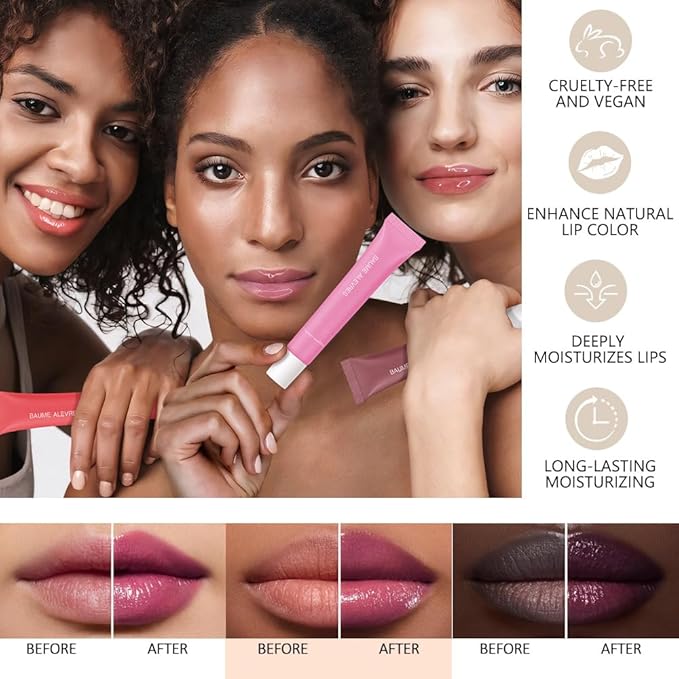 Butter Lip Balm – Ultra-Hydrating Lip Care with Shea Butter & Olive Oil, Soothes Dry Lips with Natural Tint & Gloss Effect,Lip Plumper Moisture & Light Lip Stain Finish #6 Pink Candy