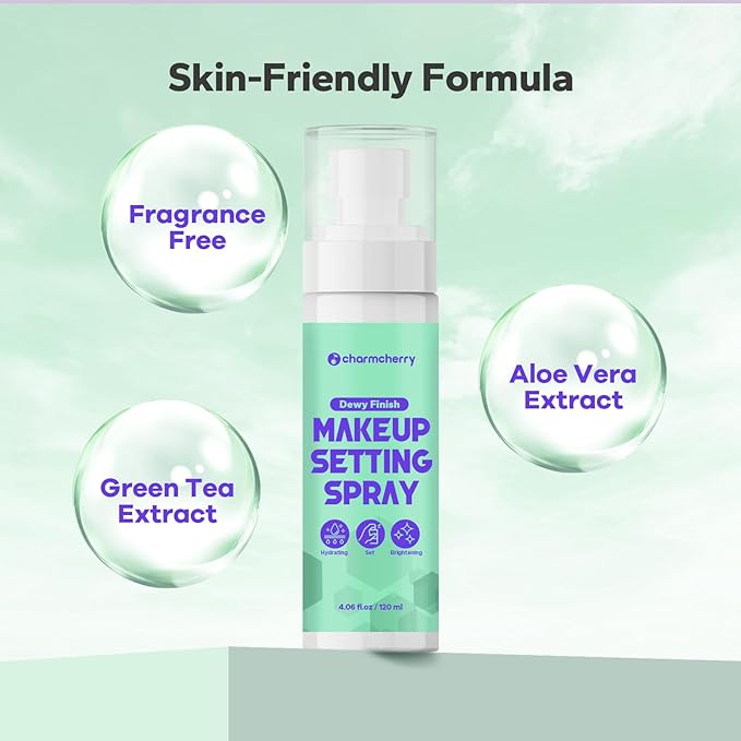 Makeup Setting Spray (4.06 Fl Oz), Dewy Finish Setting Spray for Makeup, Hydrating Makeup Setting Spray for Long Lasting Glow, Dewy Look Setting Spray for All Skin Types