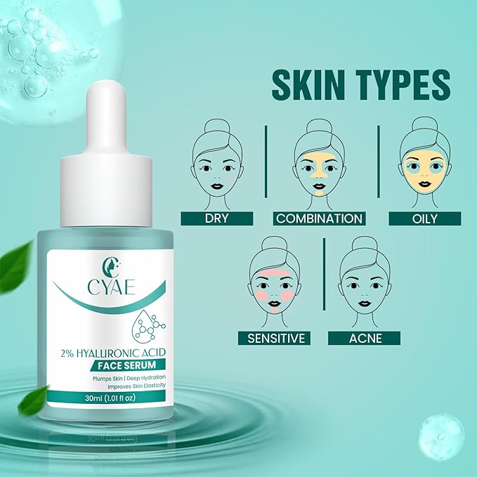 Hyaluronic Acid Face Serum 2% – Lightweight Hydrating Facial Serum for Smooth, Plump-Looking Skin – Daily Skincare for Men & Women, All Skin Types (10 ML) (30 ML)