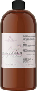 Rosewater Glycerin Mist Toner Bulk Spray Facial Body Floral Cleanser Pure Rose Hydrosol Vegetable Glycerine Moisturizing Cleansing Toning Mix Face Skin Hair Body - Packaging May Vary (32 Ounces)