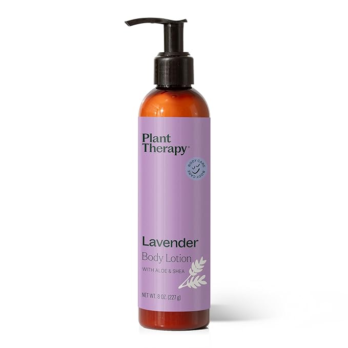 Plant Therapy Lavender Body Lotion with Aloe and Shea, Hydrate and Nourish Skin with Botanical Ingredients, 8 oz