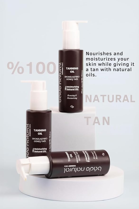 Bade Natural Tanning Oil – Moisturizing Sun Oil with Coconut, Avocado & Cocoa Oils – Nourishes Skin & Enhances Natural Glow – Reef-Safe, Non-SPF Tanning Oil for All Skin Types, 3.4 oz