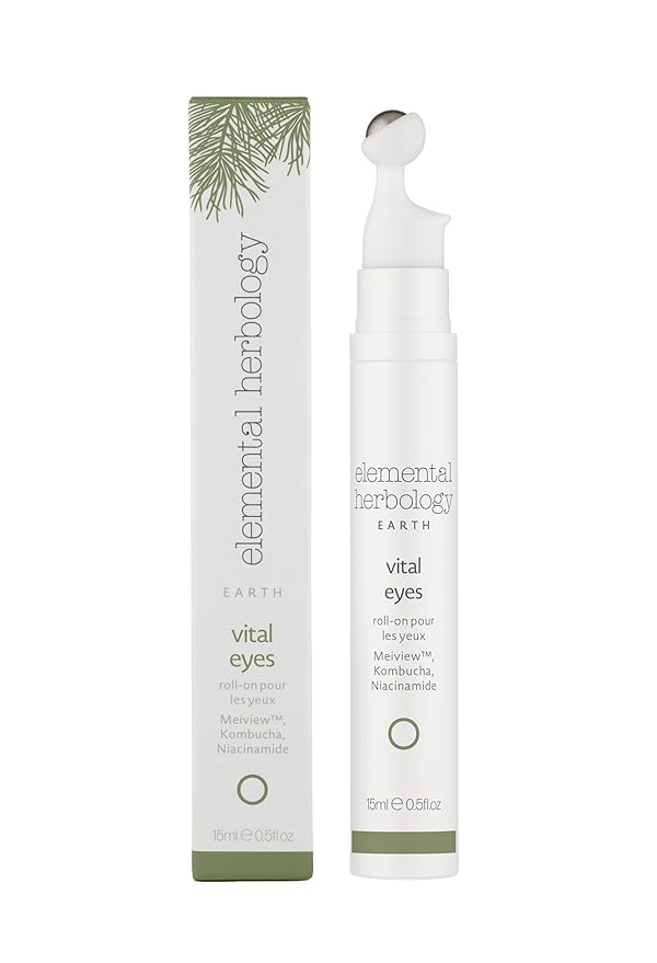 Elemental Herbology Vital Eyes 0.50 fl oz – Brightening & De-Puffing Eye Roller Serum with Kombucha & Niacinamide – Firms, Hydrates & Reduces Dark Circles