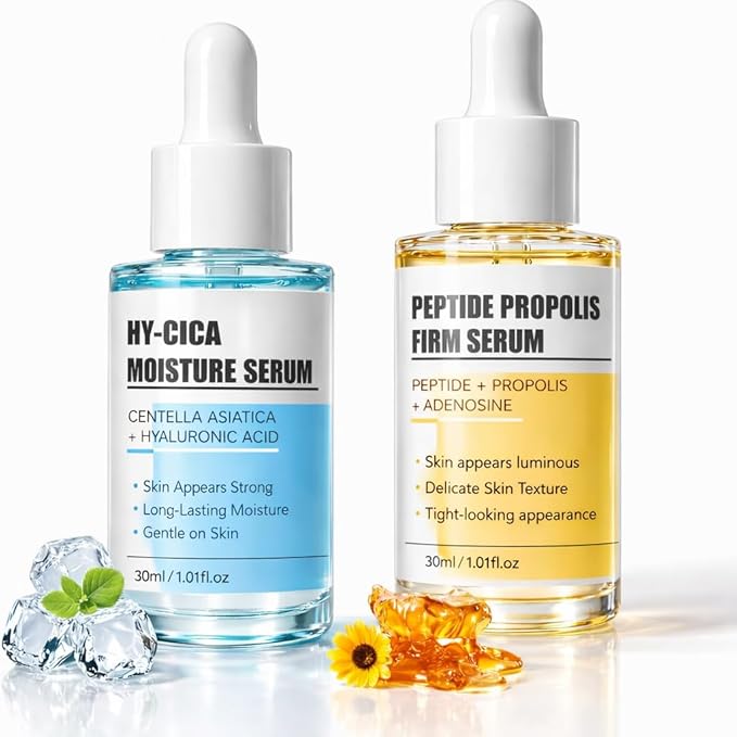 2PCS Peptide Propolis Renewal Serum, Moisturizing Anti-Wrinkle Facial Serum Contains Centella Asiatica Extract and Peptide Propolis Complex