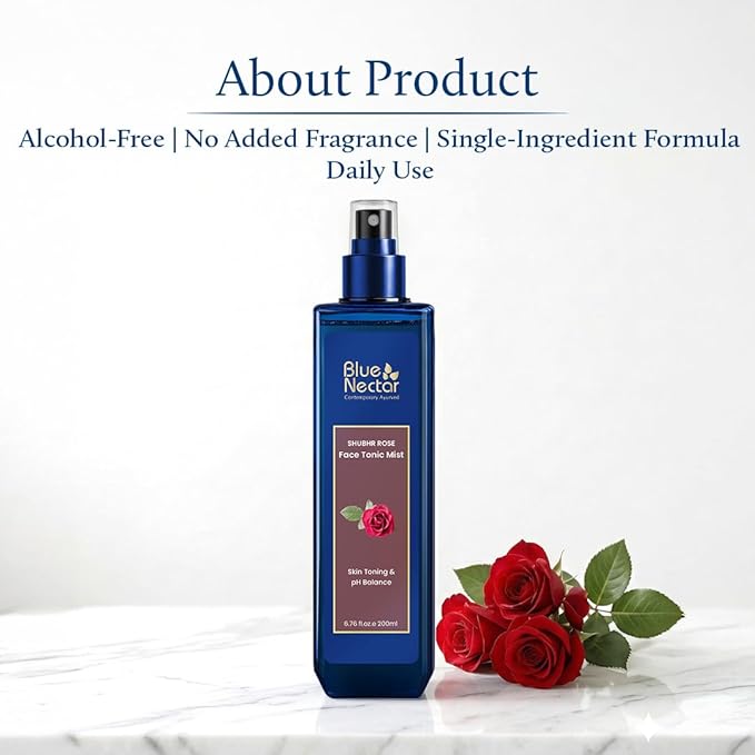 Blue Nectar Shubhr Steam Distilled Rose Toner Water & Face Tonic Mist 6.76 fl oz (200 ml)