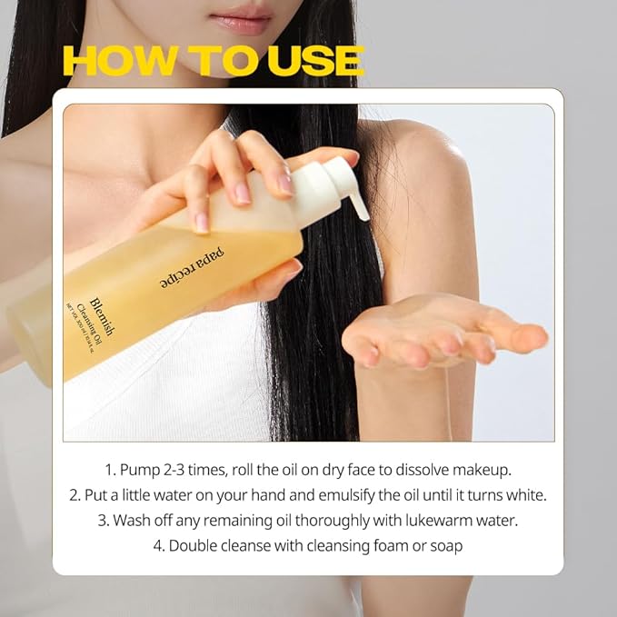 Papa Recipe Blemish Cleansing Oil 300ml – 71% Rice Bran Oil, Waterproof Makeup Remover & Blackhead Support, Hydrating Gentle Formula – Korean Facial Cleanser