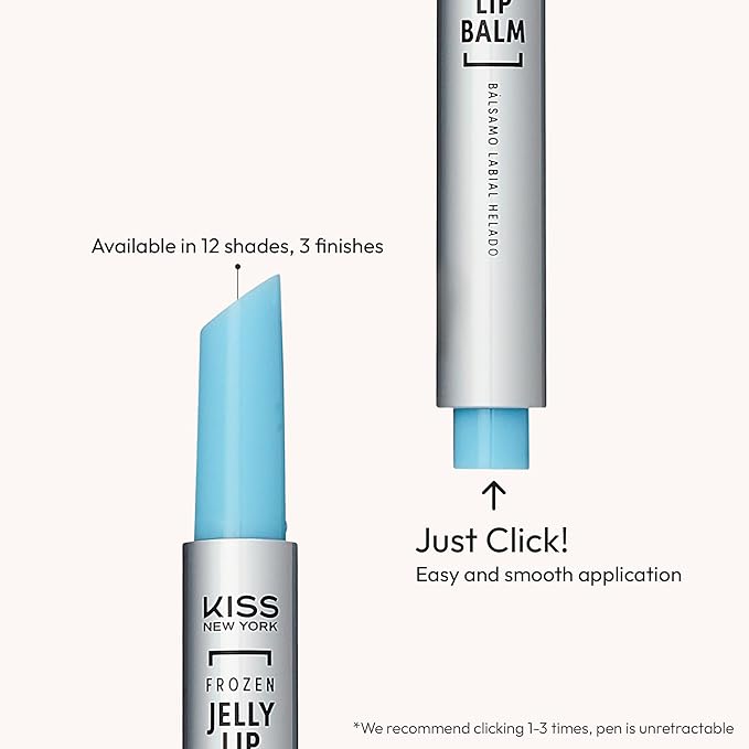 KISS NEW YORK Frozen Jelly Lip Balm Pen, High Shine Lip Gloss for Sheer Tint, Hydrating Lipstick With Hyaluronic Acid, Cooling Effect With Menthol, Non-Sticky & Long Lasting (Color Changing Blue)