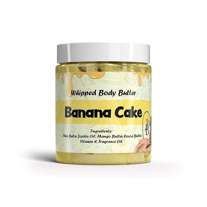 Jersey Botanical - Banana Cake Whipped Body Butter 8oz. With Shea Butter Mango Butter Cocoa Butter Creamy Natural Smooth Long-lasting Intense Moisturizer