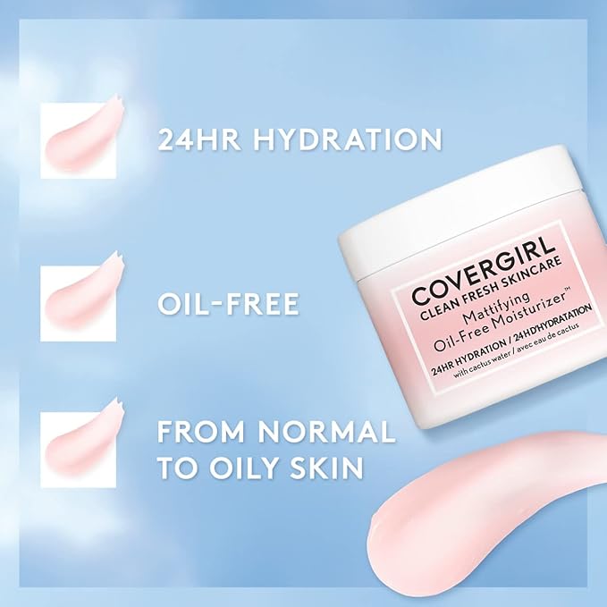 COVERGIRL Clean Fresh Skincare Mattifying Oil-Free Moisturizer, 2.0 Oz (Pack of 2)