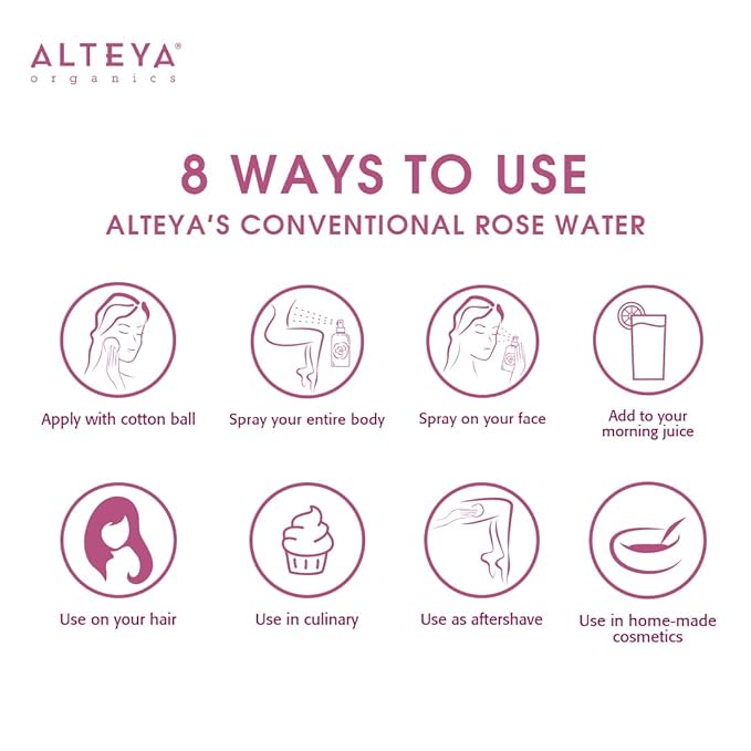Alteya Organics Rose Water Natural Facial Toner, 17 Fl Oz/500mL Pure Bulgarian Rosa Damascena Flower Water,Award-Winning Moisturizer BPA-Free Bottle with Reducer