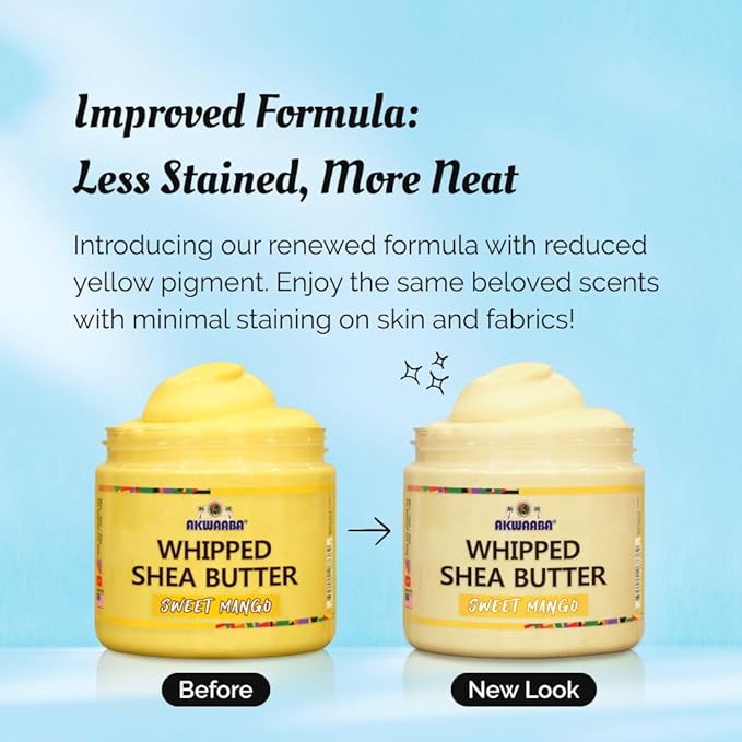 AKWAABA Whipped Shea Butter (Baby Powder) – Nourishes & Moisturizes | Made with Shea Butter | No Dyes & Parabens | 12 oz / 340 g