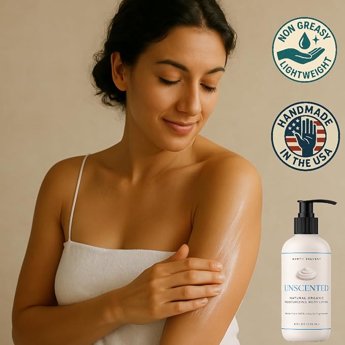 Natural Organic Moisturizing Body Lotion Lightweight & Non-Greasy, Shea Butter Body Lotion Made with All Natural Ingredients | For All Skin Types, Eco-friendly (8oz, Unscented)