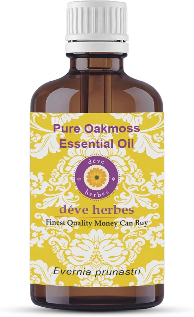 dève herbes Oakmoss Essential Oil (Evernia prunastri) Pure | Non-Sticky | Non-Greasy | Lightweight | Men & Women | All Skin Types | Steam Distilled 100ml (3.38 oz)