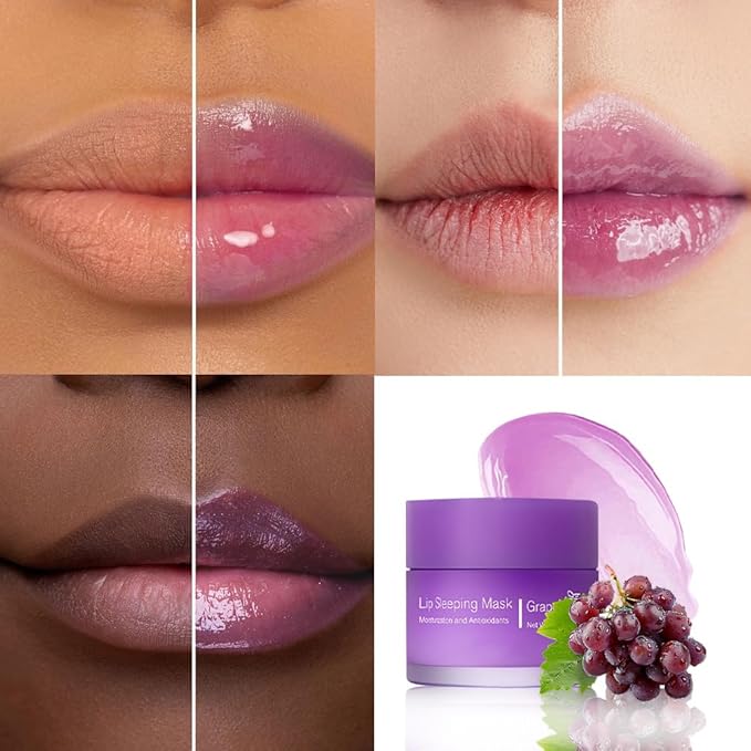 FeiCuiYun Lip Sleeping Mask, Moisturization and Antioxidants, Nourish, Hydrate, Flaky, Dry Lips (04#Grapes, 1Pcs)