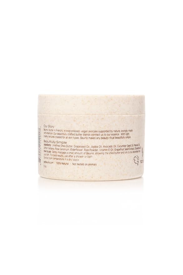 Beurre Shea Butter Body Cream – Whipped Hydrating Body Butter for Smooth, Nourished Skin – Rich Moisturizer with Lavender – Vegan, Plant-Based, Cruelty Free Skincare
