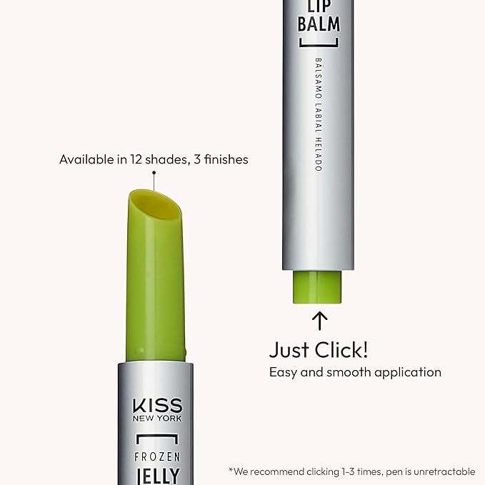KISS NEW YORK Frozen Jelly Lip Balm Pen, High Shine Lip Gloss for Sheer Tint, Hydrating Melting Lipstick With Hyaluronic Acid, Cooling Effect With Menthol, Non-Sticky (Color Changing Green Apple)