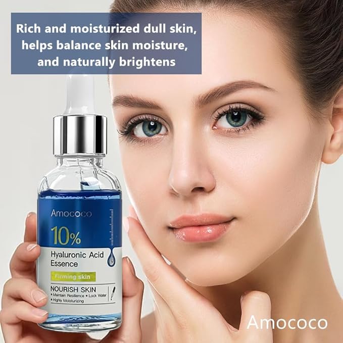 Hyaluronic Acid Serum for Face, Daily Hydrating Face Serum, Anti-Aging Essence with Glycerin, Fragrance Free, for Plumper, Smoother, 1.1 Fl Oz