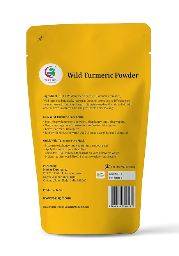 Kasturi Turmeric Powder for Skin Care | Wild Turmeric Powder | Aka Kasturi Manjal | Best for Preparing Turmeric Face Mask | Get Clear and Glowing Skin Naturally | 100grams / 3.5 Oz pack