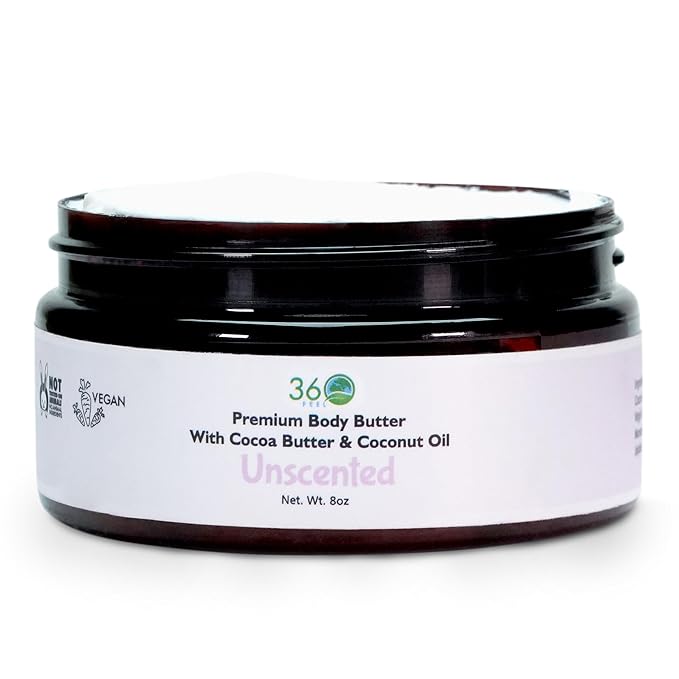 360Feel Unscented Body Butter - Nourishing and Hydrating Body Butter with a Gentle Unscented Formula - Handmade with Essential Oils - Creamy Formula for Daily Use - Zero Harsh Additives - 8 Ounce