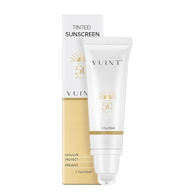 Vuint Tinted Sunscreen for Face SPF 50 – Broad Spectrum SPF Protection for Women – Lightweight, Non-Greasy Sunblock for Sensitive Skin, Hydrating, Waterproof Facial Sunscreen for Travel & Everyday Use