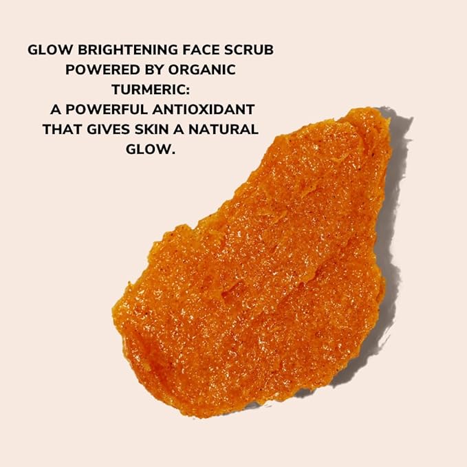Minimo Glow (Citrus Peach) Turmeric Face Scrub, Heart Applicator Included 5 oz - No Mix, Ready to Apply