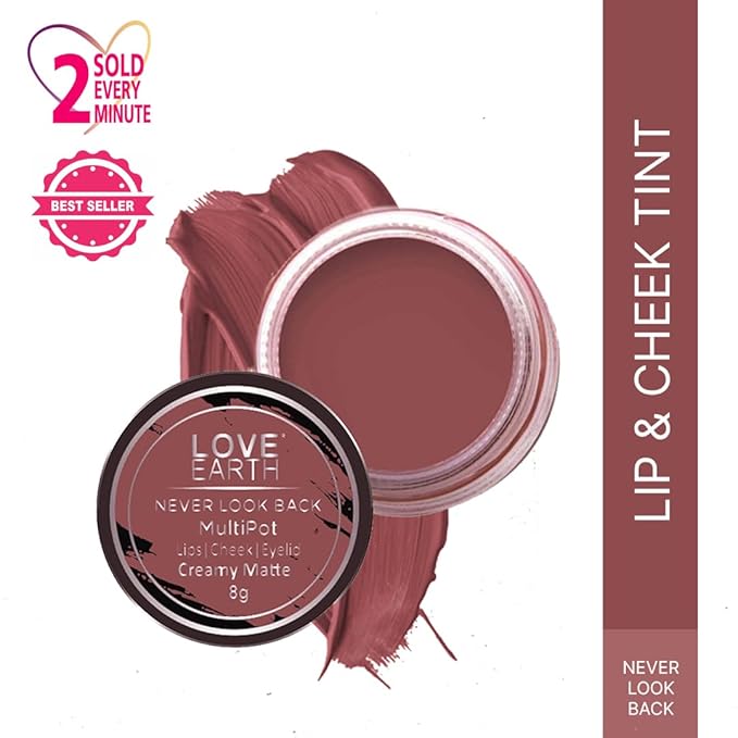 Love Earth Lip Tint & Cheek Tint Multipot-Sieze The Day With Richness Of Essential Oils And Vitamin E For Lips, Eyelids & Cheeks