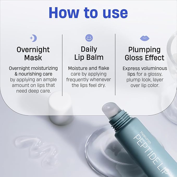 DERMATORY Hyalluron Peptide Volume Lip Mask Balm - Hydrating & Moisturizing Lip Mask for Day & Night Care (10ml)