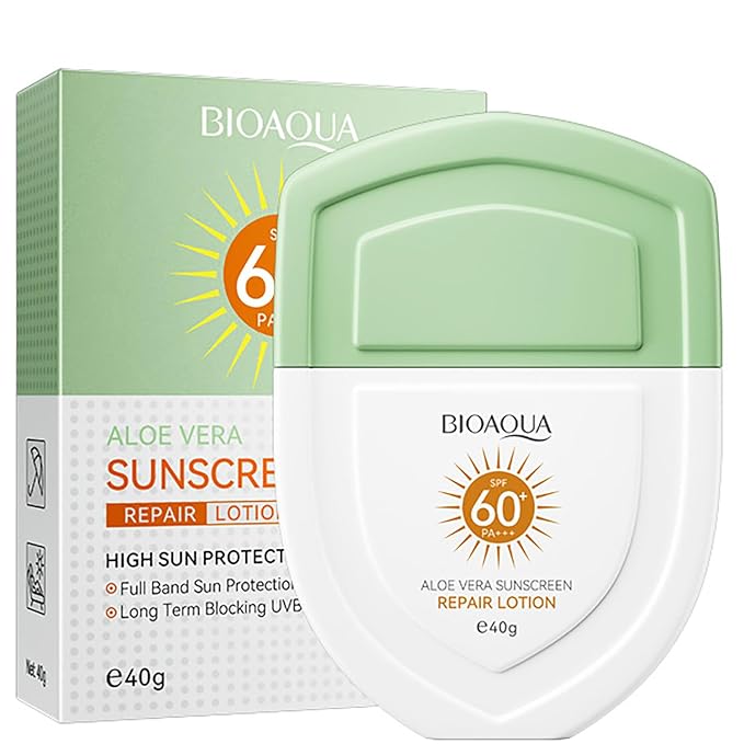 BIOAQUA Aloe Vera Sunscreen Repair Lotion SPF 60+ PA+++ High Sun Protection Blocking UVB UVA 40g / 1.41oz