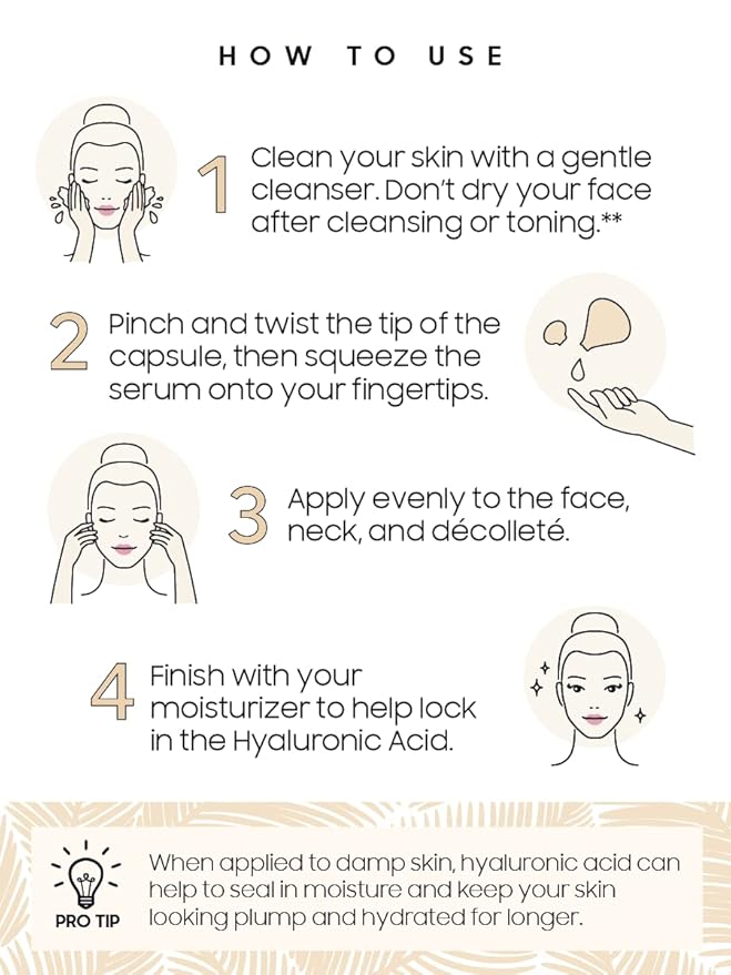 SKINWORKS Hyaluronic Acid Serum for Face, Anti Aging Serum for Fine Lines & Wrinkles, Hydrating Glow, Face Moisturizer Plump & Repair Dry Skin, Unscented, 30 Capsules
